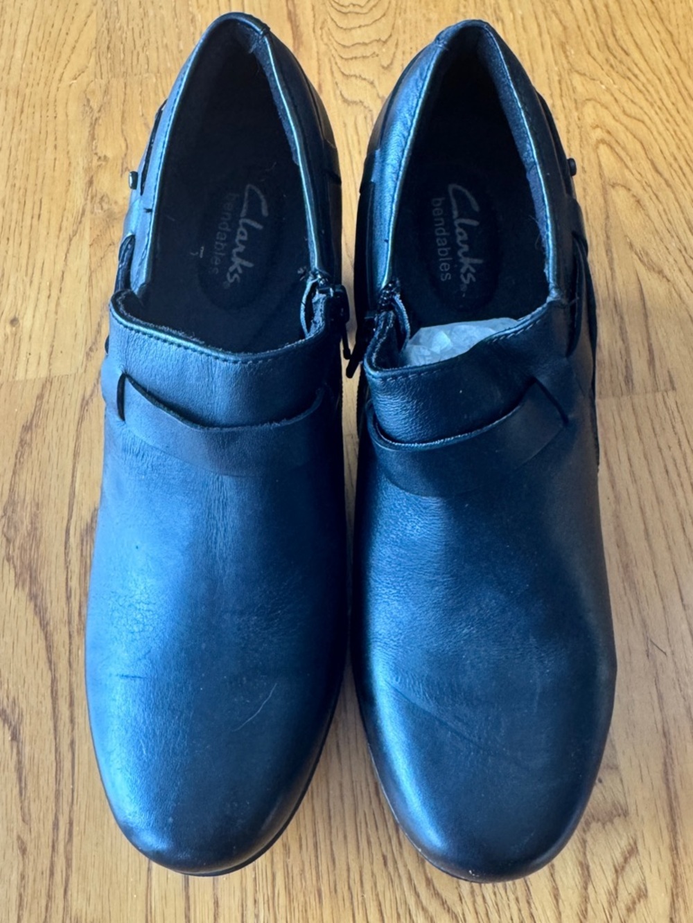 Clarks Black Leather Loafer Heels